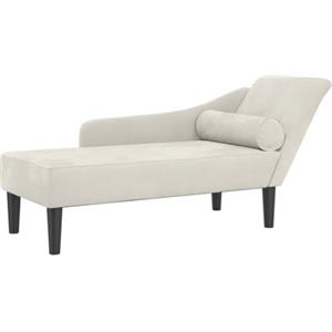 vidaXL Chaise Longue con Cuscini Crema in Velluto, divano letto, divano imbottito, seduta da soggiorno, dormeuse, seduta da salotto, divano 2 posti