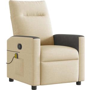 vidaXL Poltrona Massaggiante Reclinabile Crema in Tessuto, poltrona reclinabile, poltrona massaggiante elettrica, poltrona in tessuto