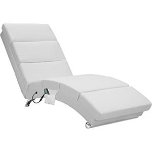 Casaria Relax Lounge XXL 186x89x55cm Ergonomica Lettino Funzione Massaggiante in Similpelle Bianco
