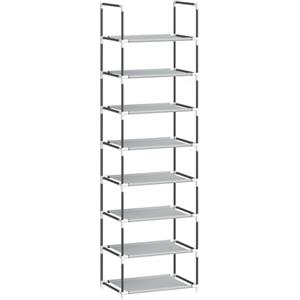 WOLTU Scarpiera Semplice Porta Scarpe Scaffale 8 Ripiani in Acciaio Inox Tessuto per 24 Paia di Scarpe