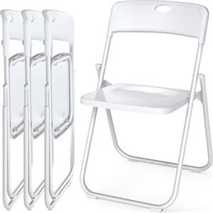 Asdsed Set di 4 Sedie Pieghevoli, Impermeabili, Fino a 158 kg, in Metallo & Plastica, Stabile, per Campeggio, Giardino, Ristoranti, Party, interni ed Esterno,Bianco