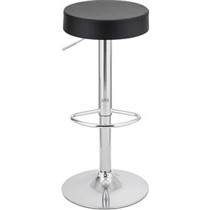 Baroni Home Sgabello Bar Girevole con Altezza Regolabile, Base Cromata con Poggiapiedi e Fondo Antigraffio, Sgabello Cucina, Ristorante, Penisola, Facile da Montare, 35x45x59-79 cm, Nero, 1 Pezzo