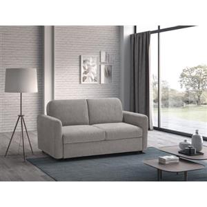 Deshome - Divano Letto 2 posti 165x90 cm, divano chaise longue con schienale reclinabile a doppio cuscino, confortevole tessuto bianco, struttura rinforzata pieghevole, MARILYN (Beige)
