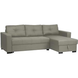 Totò Piccinni Divano Angolare ROMA 3 Posti con contenitore e cassettone in tessuto imbottito con braccioli (Cappuccino)