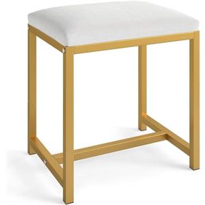 RELAX4LIFE Sgabello da Toeletta, Sedia da Trucco con Cuscino Imbottito Impermeabile, Sgabello con Struttura in Metallo Dorato e Piedini Antiscivolo per Camera da Letto, Salotto