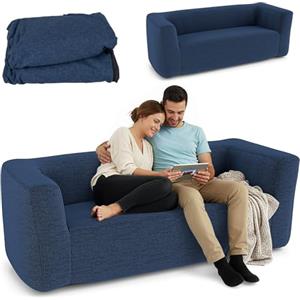 RELAX4LIFE Divano Gonfiabile a 2 Posti, Portatile con Copertura Rimovibile, Braccioli Larghi e Seduta Spaziosa, Mobili Gonfiabili per 2 Persone per Soggiorno, Campeggio (BLU)