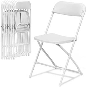 Asdsed Set di 6 Sedie Pieghevoli, Sedia Pieghevole di Plastica con Robusto Telaio in Acciaio, Portata Fino a 200 kg, Stabili, per Giardino, Esterno, Campeggio, Balcone, Interni, Ufficio, Feste (Bianco)