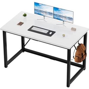 Devoko Scrivania per Computer 120 x 50 x 75 cm, Scrivania Piccola da Ufficio Salvaspazio per Studio, Camera da Letto,Stile Industriale, Struttura in Metallo, Bianco