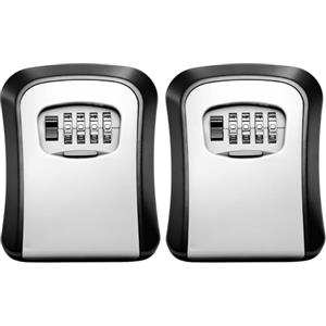 Zeeorymn Cassetta Chiavi con Codice, Cassaforte Chiavi da Parete a Combinazione 4 Cifre, Cassetta Chiavi Sicura per Esterno e Interno, Key Box Nero/Grigio (2)