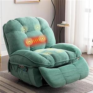 LONXIU Poltrona Relax Elettriche, Poltrona Rilassante con Riscaldamento Massaggiante, con Porta di Ricarica USB-A e USB-C per Camera da Letto, Salotto, Sala Studio (Verde)