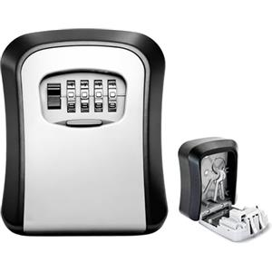 Zeeorymn Cassetta Chiavi con Codice, Cassaforte Chiavi da Parete a Combinazione 4 Cifre, Cassetta Chiavi Sicura per Esterno e Interno, Key Box Nero/Grigio (1)