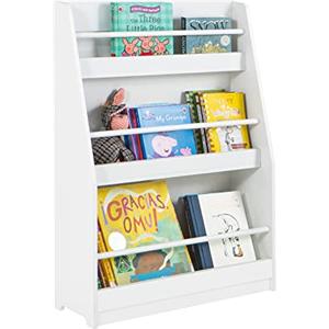SoBuy Libreria Montessoriana per Bambini Porta Libri Bambini 3 Ripiani Libreria da Terra Scaffale Portagiochi Cameretta Mobile Porta Giocattoli Bianco 58x18x81cm KMB45-W