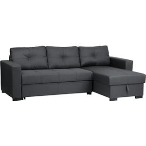 Totò Piccinni Divano Angolare ROMA 3 Posti con contenitore e cassettone in tessuto imbottito con braccioli (Grigio Scuro)