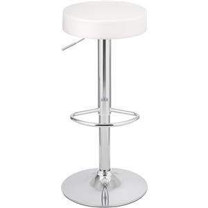 Baroni Home Sgabello Bar Girevole con Altezza Regolabile, Base Cromata con Poggiapiedi e Fondo Antigraffio, Sgabello Cucina, Ristorante, Penisola, Facile da Montare, 35x45x59-79 cm, Bianco, 1 Pezzo