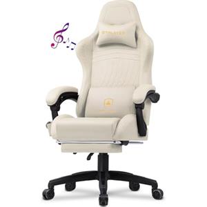 GTPLAYER Sedia Gaming Ergonomica con Poggiapiedi e Altoparlante Bluetooth Poltrona Ufficio Scrivania Sedie Girevole Musicale con Braccioli di Collegamento