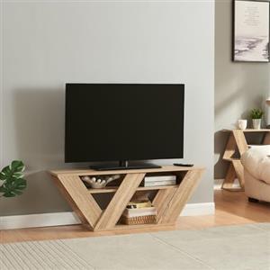 [en.casa] Mobile TV Trapezoidale Tavolino Porta TV Mobile Basso a 3 Piani di Appoggio Stand TV e Centri Multimediali 110 x 30 x 40 cm Effetto Rovere