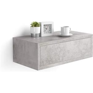Mobili Fiver, Comodino sospeso Riccardo, Grigio Cemento, Nobilitato, 45 cmx25 cmx15.5 cm, Comodino moderno per Soggiorno e camera, Made in Italy
