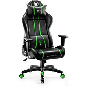 DIABLO Sedia Gaming Ergonomica X-One 2.0 | Poltrona Gaming con Braccioli Regolabili, Supporto Lombare, Funzione di Inclinazione | Sedia Gamer, Gaming Chair 136 kg | Normal (L) | Verde
