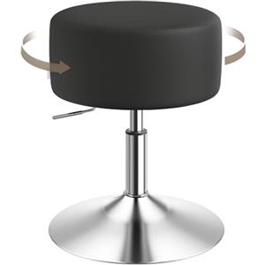 WOLTU Sgabello da Trucco Rotondo Girevole Regolabile in Altezza, Sgabello Imbottito per Toeletta, Sedia da Cucina in Pelle Sintetica, Altezza Seduta 54-69 cm, Nero Inchiostro, BH14sz-1