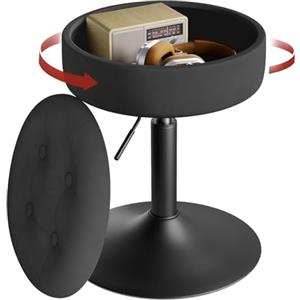 WOLTU Sgabello Piccolo da Bar in Velluto e Metallo, Sedia da Pranzo con Vano Portaoggetti, Sgabello Rotondo Girevole, Altezza Regolabile tra 49,5-65cm, Nero BH329sz-1