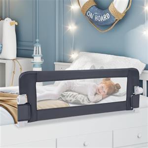COSTWAY Sponda Letto per Bambini 105/120/150 cm, Barriera di Sicurezza per Neonati, Barriera Letto Pieghevole e Portatile, con Cinghia di Sicurezza (Grigio, 120 x 40 x 42 cm)