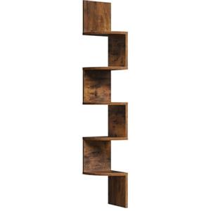 WOLTU Mensola Angolare da Muro Zigzag, Libreria da Parete con 5 Ripiani, Scaffale a Muro per Camera da Letto, Soggiorno, Cucina, Studio, Mensola Marrone in Legno, RG9313vbn2