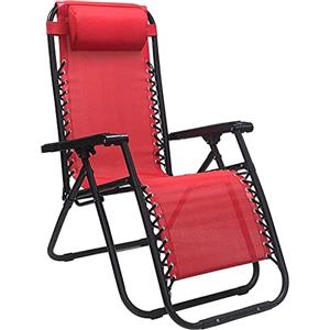 VIRSUS Sedia Gravity ''gravità zero'', poltrona relax pieghevole salvaspazio con tubi in acciaio reclinabile sedia a sdraio per piscina, lettino da spiaggia, poltrona da giardino (Rosso)