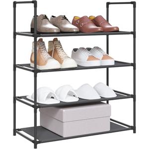 WOLTU Scarpiera Semplice Porta Scarpe Scaffale 4 Ripiani in Acciaio Inox Tessuto per 12 Paia di Scarpe