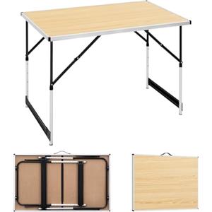 WOLTU Tavolo da Campeggio Picnic Giardino Pieghevole Portatile Altezza Regolabile in MDF Quercia 100x60x73/94cm