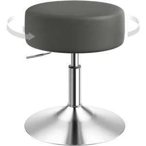 WOLTU Sgabello da Trucco Rotondo Girevole Regolabile in Altezza, Sgabello Imbottito per Toeletta, Sedia da Cucina in Pelle Sintetica, Altezza Seduta 54-69 cm, Grigio, BH14gr-1
