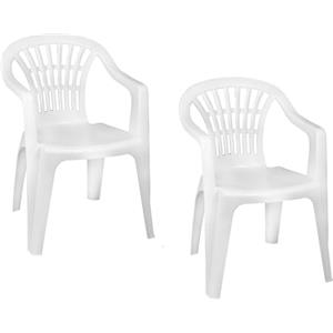 VIRSUS Set 2 Sedie da Giardino in Polipropilene di colore Bianco, misura 56x54x80 cm, Sedia Impilabile, Schienale Basso e Braccioli per Esterno ed Interno, Made in Italy -LYR508F