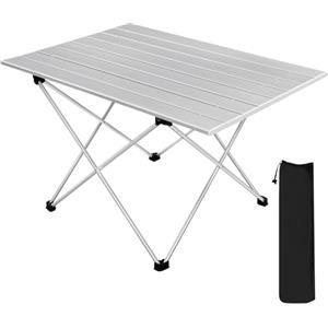 WOLTU Tavolo da Campeggio in Alluminio Tavolino Pieghevole Portatile Salvaspazio e leggero per Picnic 68x46x40 cm Argento
