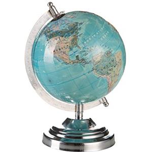 Baroni Mappamondo Base Cromo Globo Azzurro h 22 cm