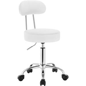 WOLTU Sedie Ufficio Sedia da Scrivania Sgabelli con Schienale PU Cromato Girevole Moderno Bianco 1 Pz