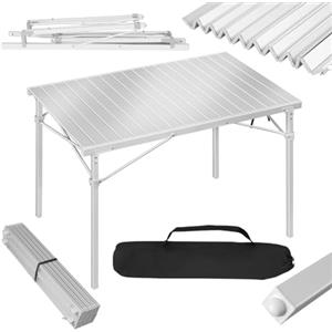 WOLTU Tavolo Campeggio Pieghevole in Alluminio Tavoli Richiudibili Portatile da Giardino Picnic Buffet Tavolino da balcone, Esterno/Interno, Elevata capacità di carico 104×69×70cm Argento