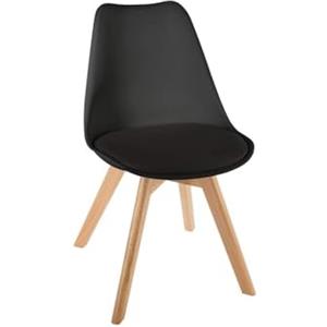 Avilia Sedia da Tavolo Moderna con Struttura in Legno di Faggio e Imbottitura in Poliuretano, Colore Nero, per Casa e Ufficio, Design Elegante e Confortevole