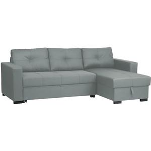 Totò Piccinni Divano Angolare ROMA 3 Posti con contenitore e cassettone in tessuto imbottito con braccioli (Carta da Zucchero)