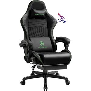 GTPLAYER Sedia Gaming Ergonomica con Poggiapiedi e Altoparlante Bluetooth Poltrona Ufficio Scrivania Sedie Girevole Musicale con Braccioli di Collegamento