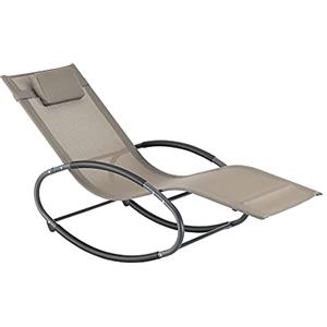 [en.casa] Lettino Prendisole a Dondolo Sedia a Sdraio da Giardino con Cuscino Poggiatesta Rimovibile Lettino Oscillante Ergonomica Portata 120 kg - Beige