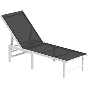 Outsunny Lettino Sdraio con Schienale Regolabile su 5 Livelli, Sdraio da Giardino con Seduta Traspirante in Acciaio e Textilene 550g/m², per Spiaggia, Piscina e Giardino, 60x166x84 cm, Grigio