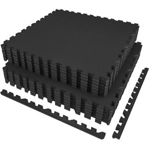 AIRHOP 6 Pz 60x60x1,4cm Tappetino per Attrezzature da Esercizio, Superficie in Gomma Robusta e Spessa, Tappetino Puzzle per la Protezione del Pavimento, per Palestra e Casa, Tappetino Fitness Nero