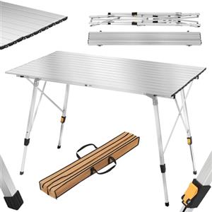 WOLTU Tavolo da Campeggio Pieghevole Portatile in Alluminio per Picnic Giardino Altezza Regolabile 120x68,5x59/78,5 cm Argento