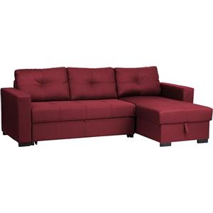 Totò Piccinni Divano Angolare ROMA 3 Posti con contenitore e cassettone in tessuto imbottito con braccioli (Bordeaux)
