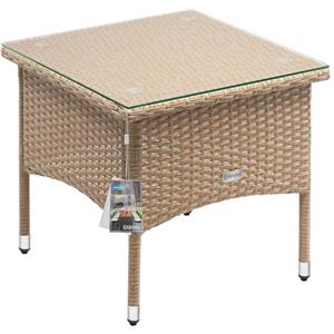 Casaria® Tavolino da Giardino Esterno in Polyrattan 50x50x45cm Piano in Vetro Tavolo Basso da Caffè Quadrato Poggiapiedi