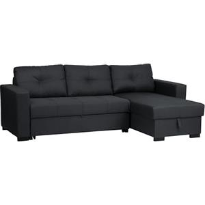 Totò Piccinni Divano Angolare ROMA 3 Posti con contenitore e cassettone in tessuto imbottito con braccioli (Antracite)