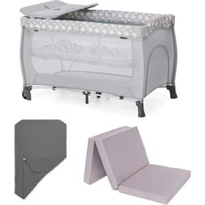 hauck Lettino da Viaggio Sleep N Play Center con rialzo per neonati, fasciatoio, materassino e lenzuolo con angoli | Culla Campeggio con Materasso dalla nascita fino a 15 kg -