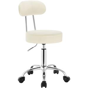 WOLTU Sedie Ufficio Sedia da Scrivania Sgabelli con Schienale PU Cromato Girevole Moderno Crema 1 Pz