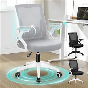 ALFORDSON Sedia da Ufficio, Sedile Gaming a Schienale Alto in Rete, Braccioli Ergonomici Regolabili e Ribaltabili, Ideale per Casa, Ufficio, Conrad, Bianco e Grigio