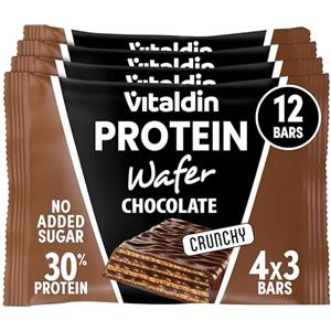 VITALDIN Protein Wafer 30% Gusto cioccolato | Alto contenuto proteico | Collagene idrolizzato | Ridotto in carboidrati | Senza zuccheri aggiunti | 12 barrette (4×3)