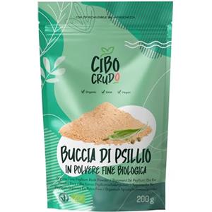 CIBO CRUDO crudo biologico vegan Cuticola di Psillio Biologico in Polvere - Purezza 99% - 200g. Cuticola di Psillio in Polvere Macinata. Psyllium Husk Powder da Semi di Psillio Ricca di Fibre Alimentari dall'India.